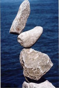 Three gray balance stones
